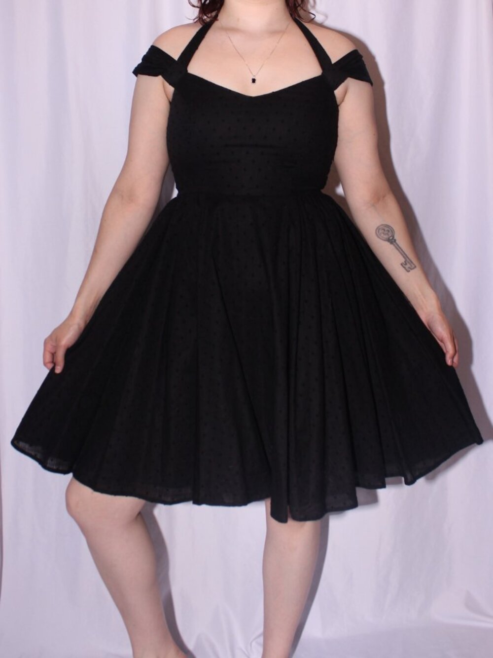 Hell Bunny Vixen black swiss dot swing dress